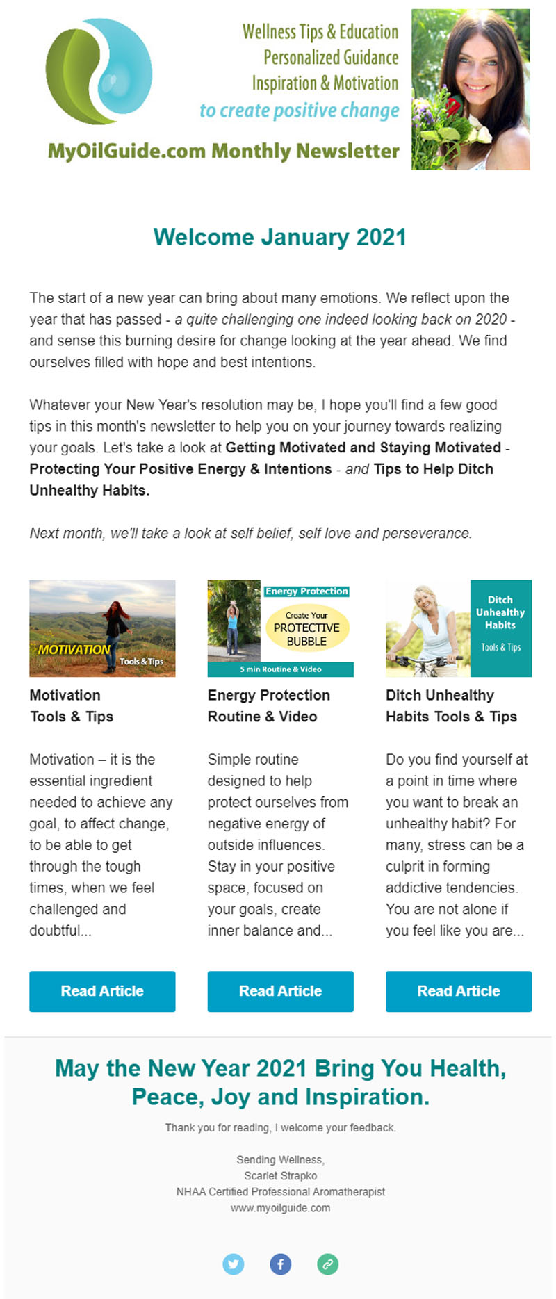 MyOilGuide Essential Oils Newsletter Example